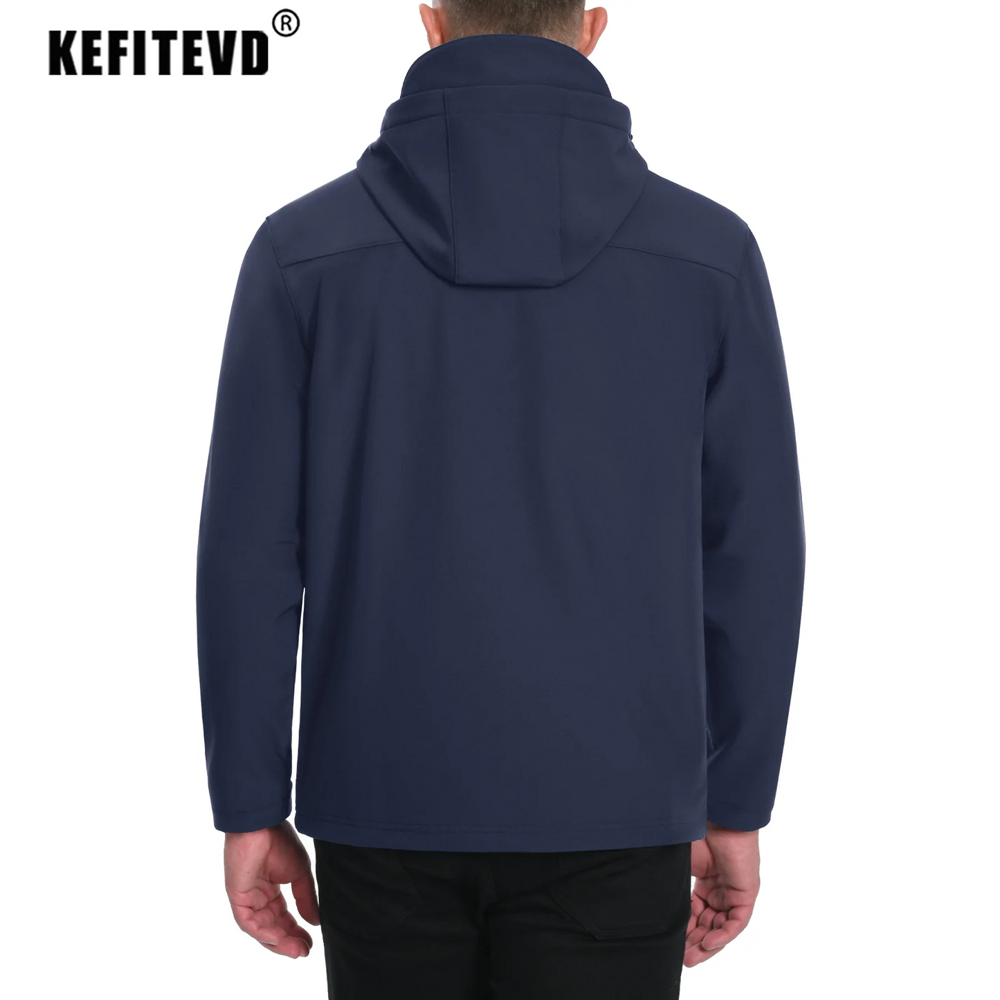 Men's Waterproof Hooded Jacket – Soft Shell, Fleece-Lined Coat for Spring and Autumn, Windbreaker for Outdoor Activities, Hiking, and Fishing