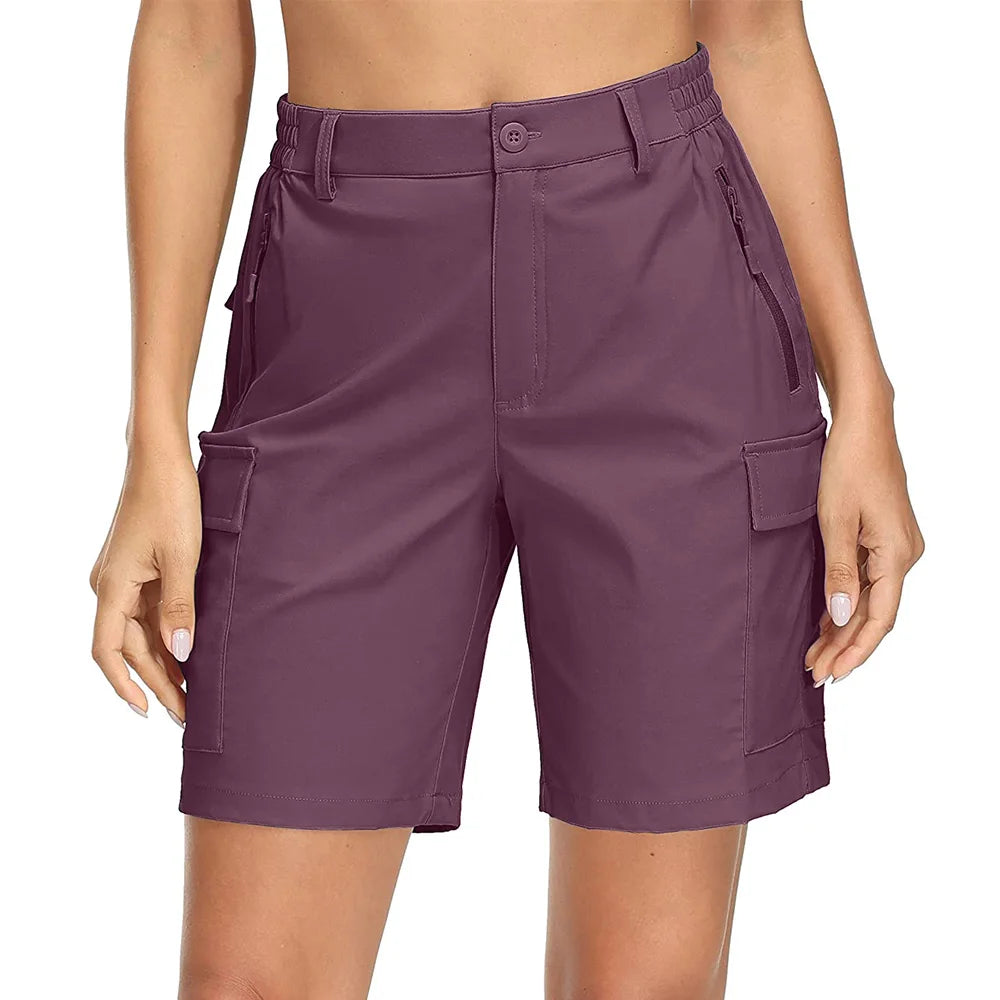 Women's Quick-Dry Hiking Shorts - Waterproof, Lightweight Cargo Shorts with Multi Pockets for Trekking & Camping