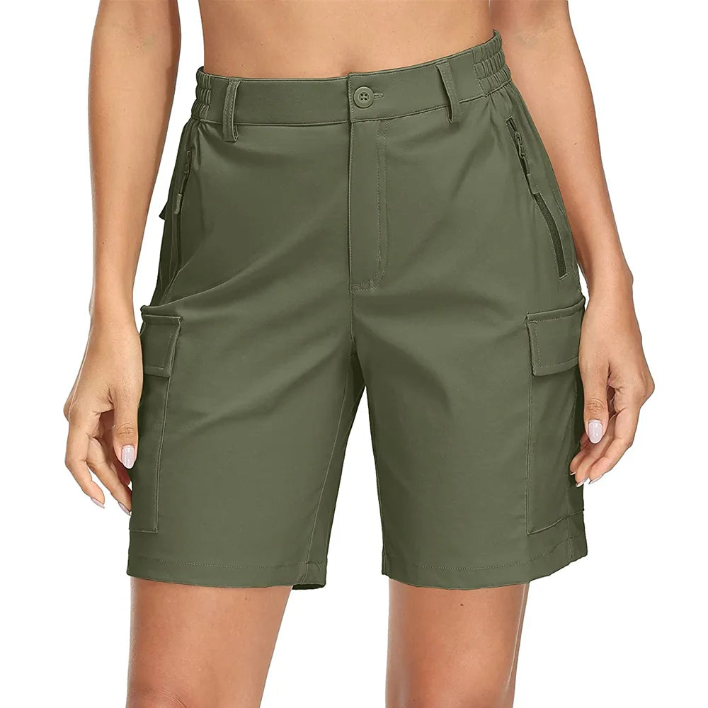 Women's Quick-Dry Hiking Shorts - Waterproof, Lightweight Cargo Shorts with Multi Pockets for Trekking & Camping