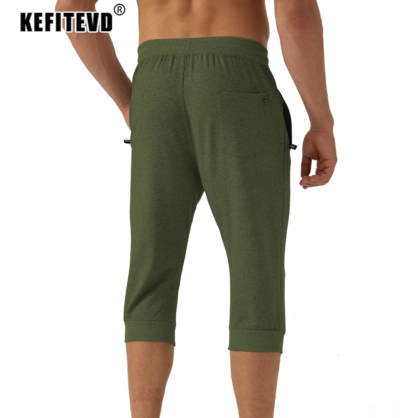 Men's 3/4 Quick-Dry Pants - Lightweight, Breathable Workout & Outdoor Gym Shorts