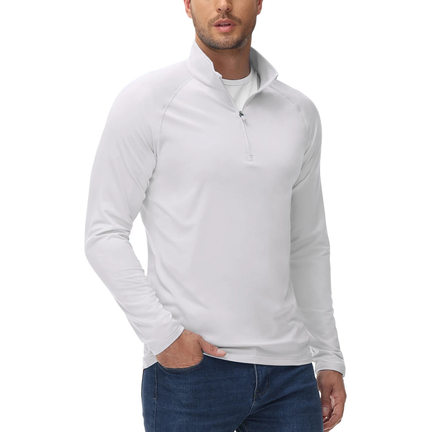 Men's Spring Soft Fleece-Lined Sweatshirt – Long Sleeve 1/4 Zip Thermal Shirt for Workout, Hiking, and Casual Wear