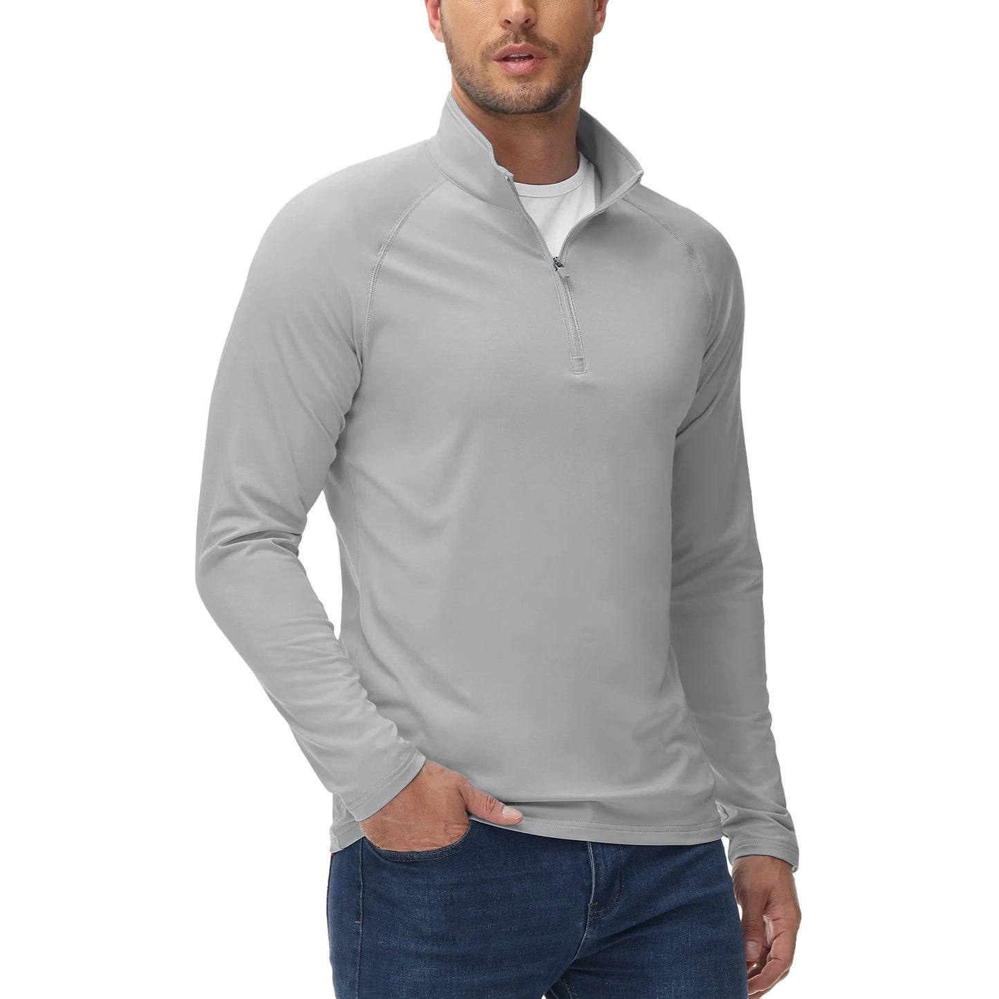 Men's Spring Soft Fleece-Lined Sweatshirt – Long Sleeve 1/4 Zip Thermal Shirt for Workout, Hiking, and Casual Wear