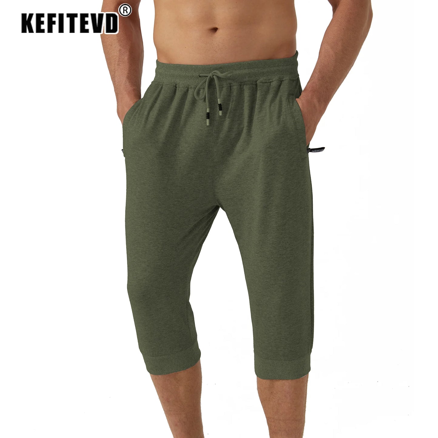 Men's 3/4 Quick-Dry Pants - Lightweight, Breathable Workout & Outdoor Gym Shorts