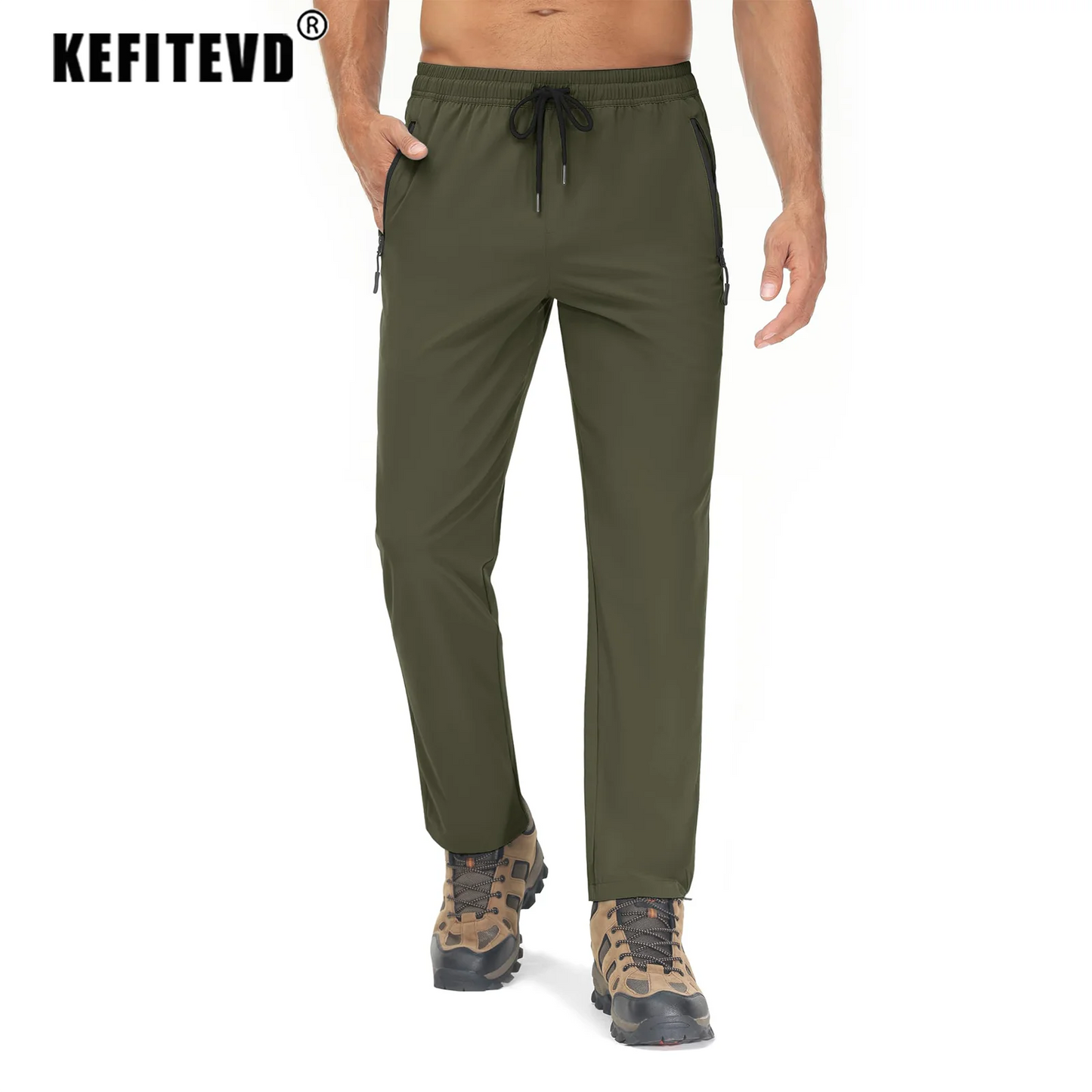 Men's 4-Season Hiking Pants – Quick-Dry, Lightweight Outdoor Trousers for Running, Jogging, Camping, and Sports with Zipper Pockets