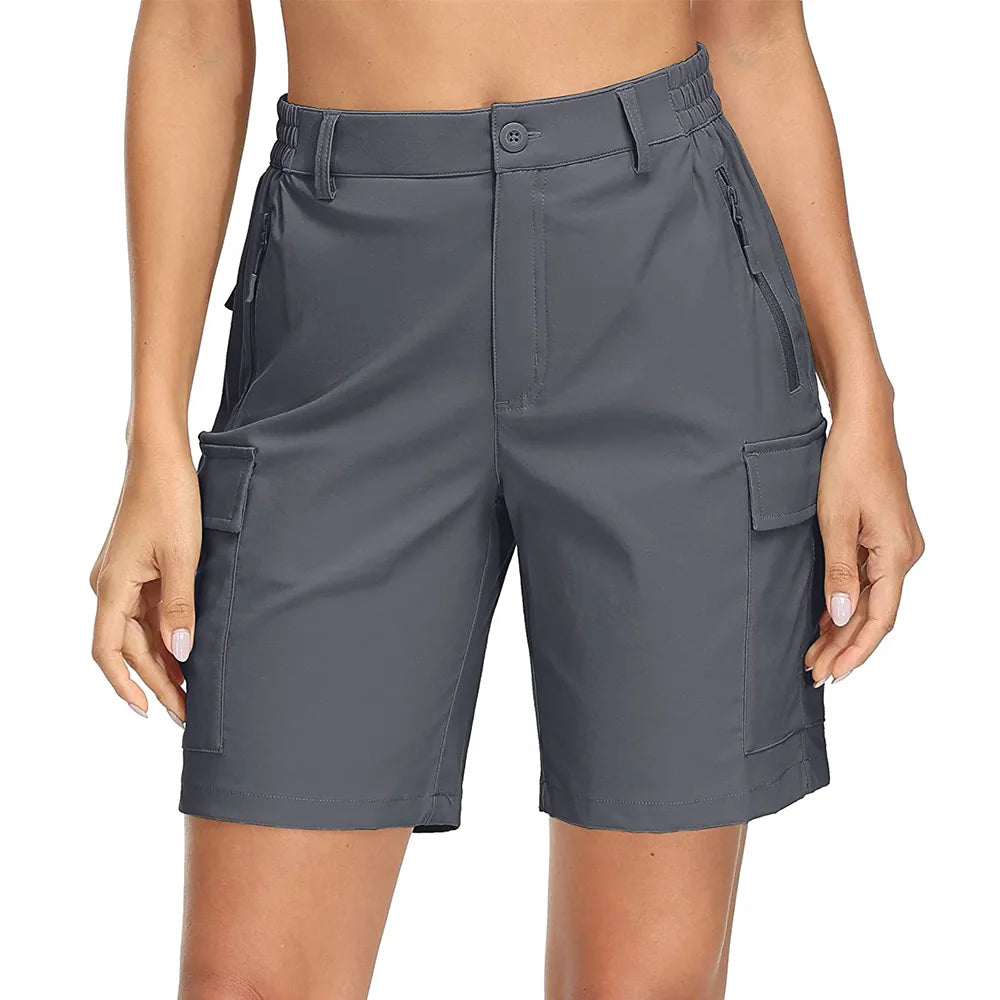 Women's Quick-Dry Hiking Shorts - Waterproof, Lightweight Cargo Shorts with Multi Pockets for Trekking & Camping