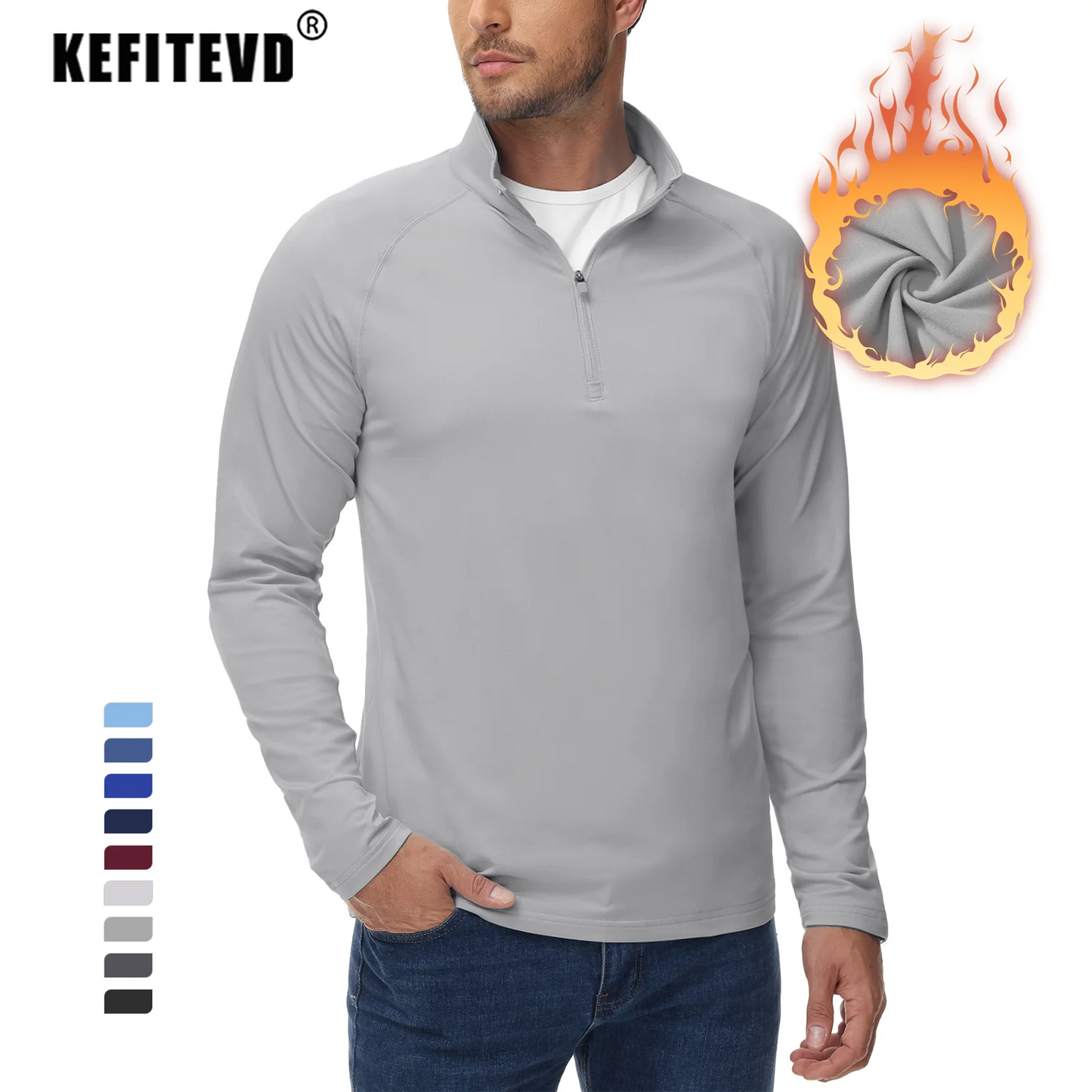 Men's Spring Soft Fleece-Lined Sweatshirt – Long Sleeve 1/4 Zip Thermal Shirt for Workout, Hiking, and Casual Wear