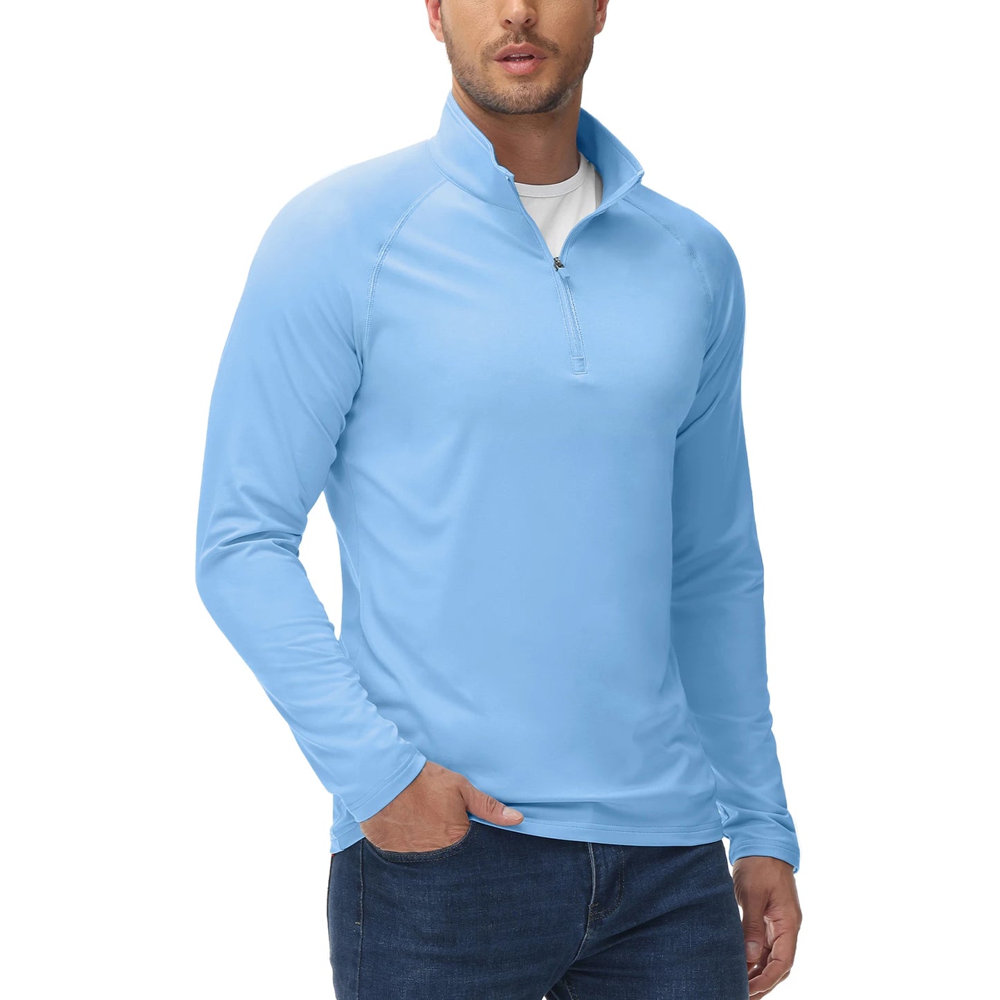 Men's Spring Soft Fleece-Lined Sweatshirt – Long Sleeve 1/4 Zip Thermal Shirt for Workout, Hiking, and Casual Wear