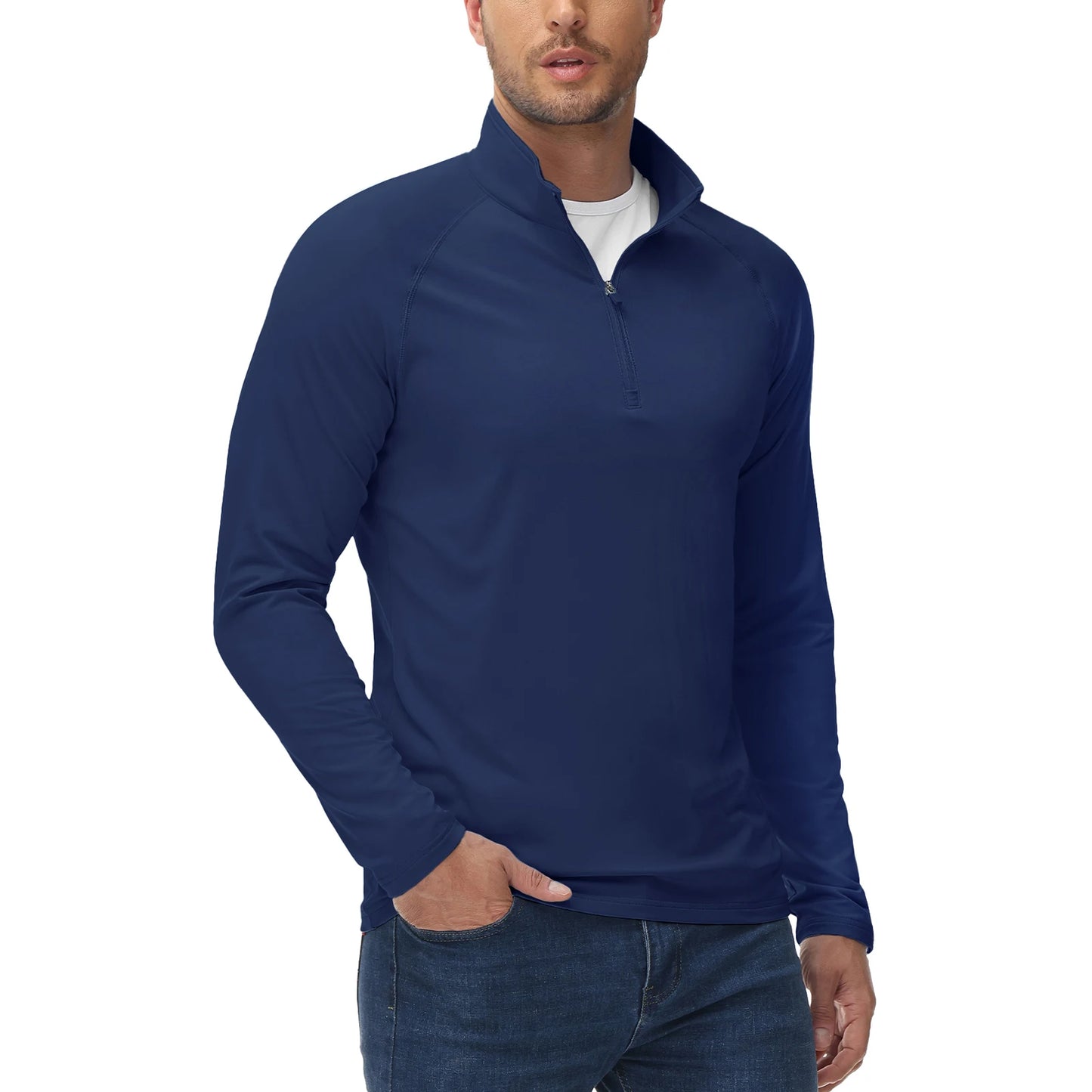 Men's Spring Soft Fleece-Lined Sweatshirt – Long Sleeve 1/4 Zip Thermal Shirt for Workout, Hiking, and Casual Wear