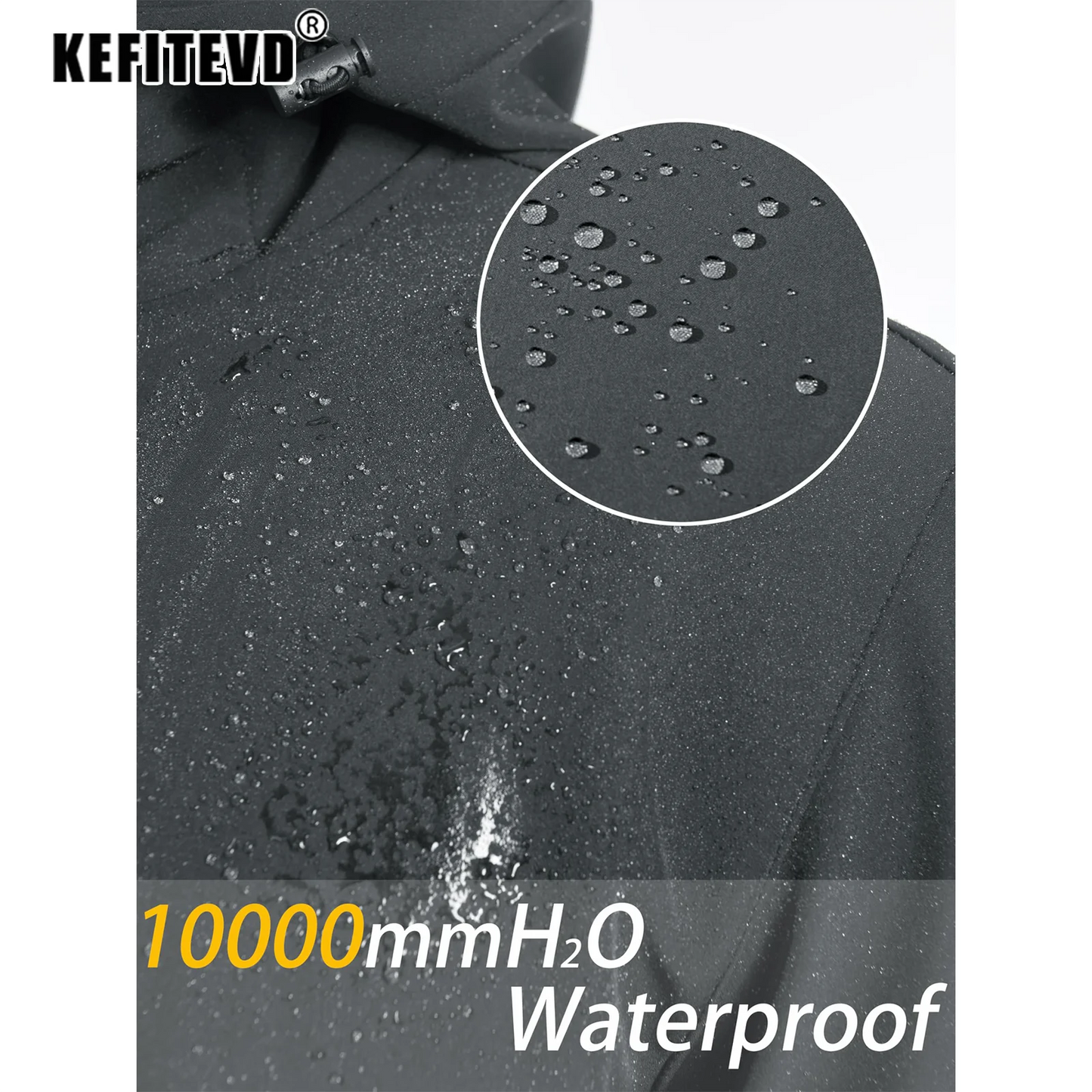 Men's Waterproof Hooded Jacket – Soft Shell, Fleece-Lined Coat for Spring and Autumn, Windbreaker for Outdoor Activities, Hiking, and Fishing