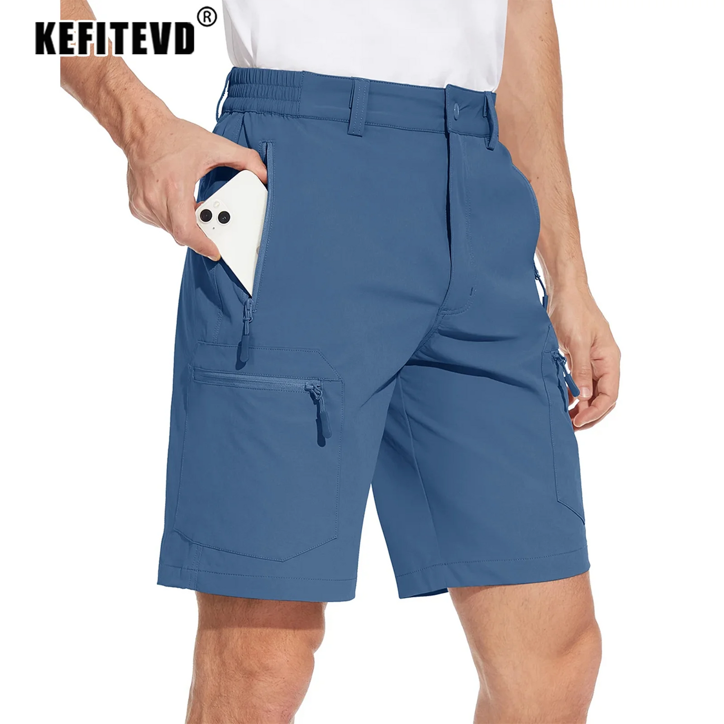 Men's Quick-Dry Hiking Shorts - Outdoor Camping, Fishing & Work Shorts with Zipper Pockets