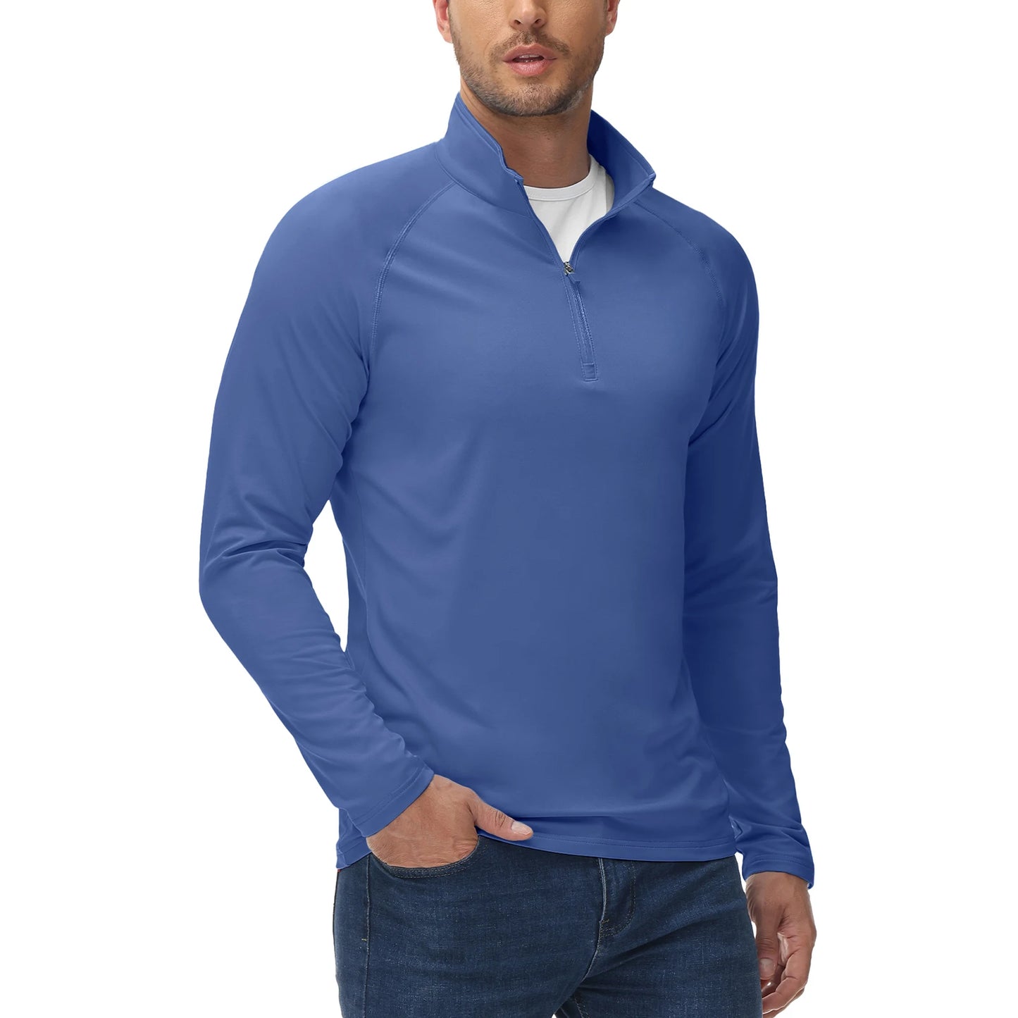 Men's Spring Soft Fleece-Lined Sweatshirt – Long Sleeve 1/4 Zip Thermal Shirt for Workout, Hiking, and Casual Wear