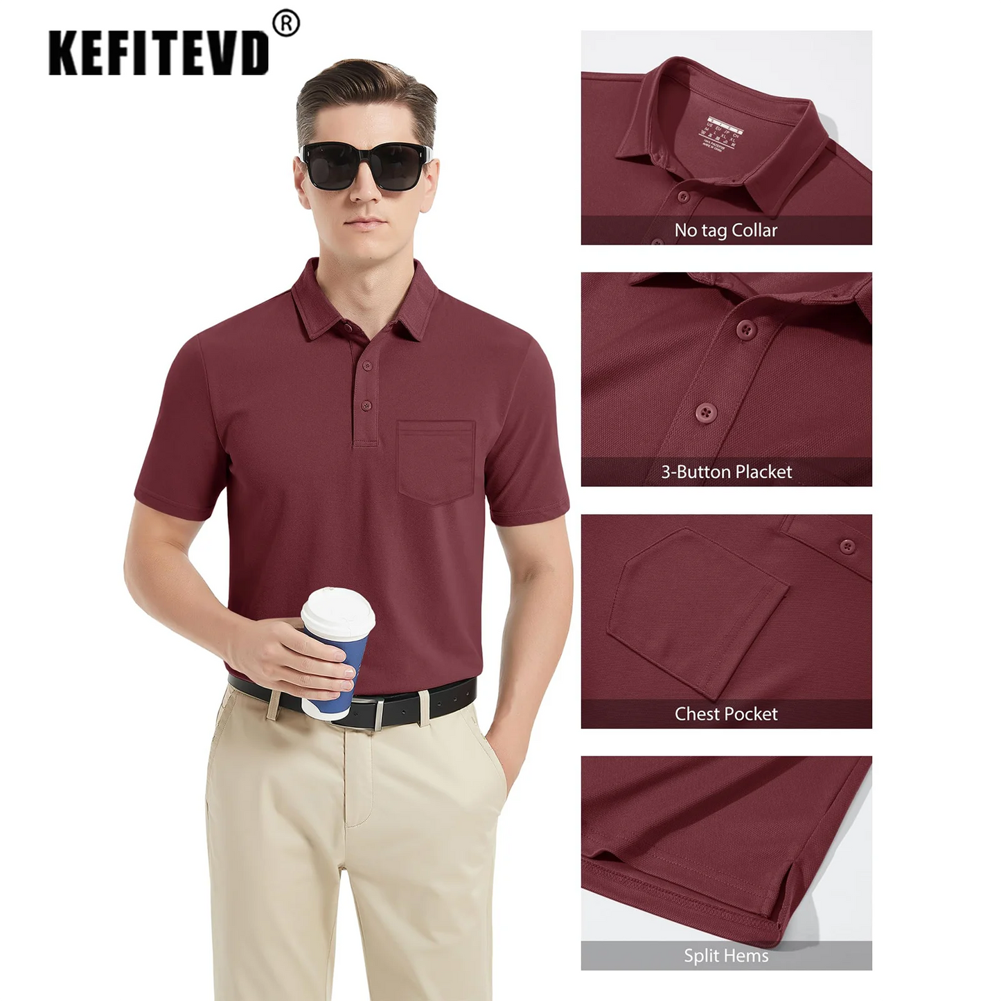 Men's Quick-Dry Golf Polo β Lightweight Summer Shirt with Chest Pocket for Hiking & Running