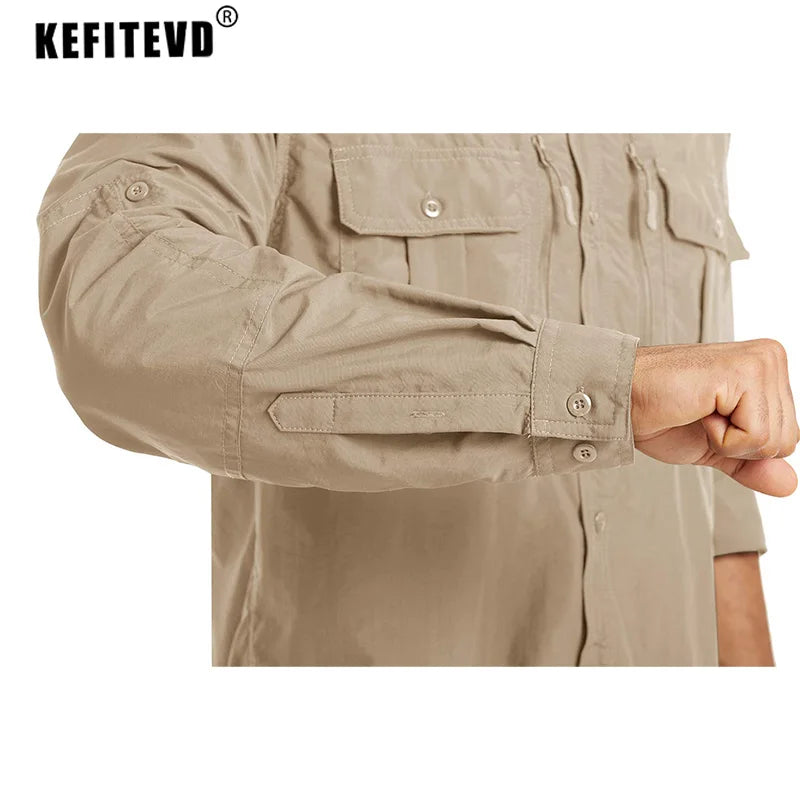 Men's Long Sleeve Shirt - Breathable Hiking, Camping & Work Shirt with Chest Pockets