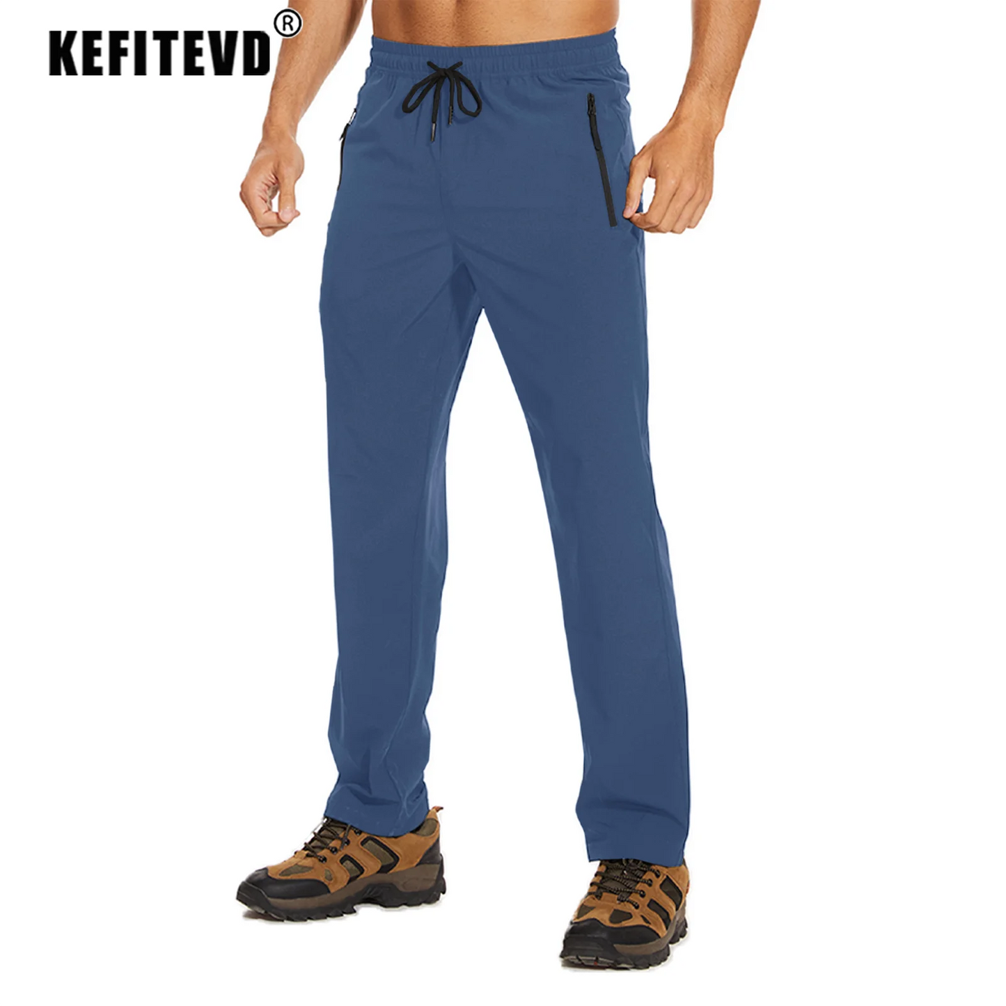 Men's 4-Season Hiking Pants – Quick-Dry, Lightweight Outdoor Trousers for Running, Jogging, Camping, and Sports with Zipper Pockets