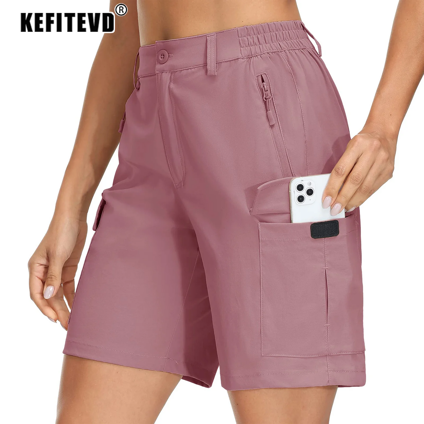 Women's Quick-Dry Hiking Shorts - Waterproof, Lightweight Cargo Shorts with Multi Pockets for Trekking & Camping