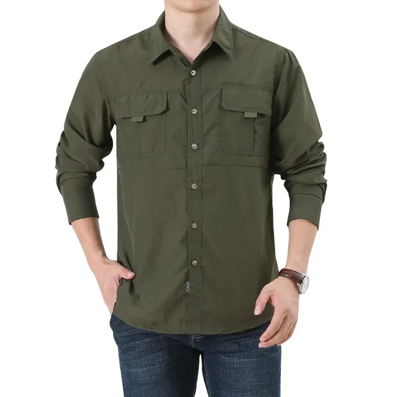Men's Quick-Dry Oversized Shirt - Lightweight, Breathable Fishing & Camping Shirt