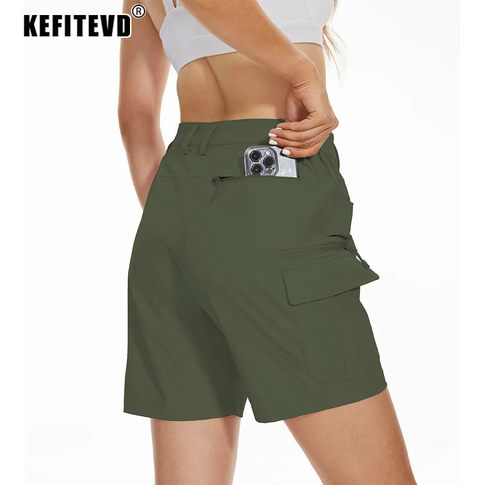 Women's Quick-Dry Hiking Shorts - Lightweight, Water-Resistant, Breathable Cargo Shorts for Outdoor, Running & Golf