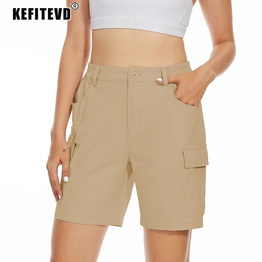 Women's Quick-Dry Hiking Shorts - Lightweight, Water-Resistant, Breathable Cargo Shorts for Outdoor, Running & Golf