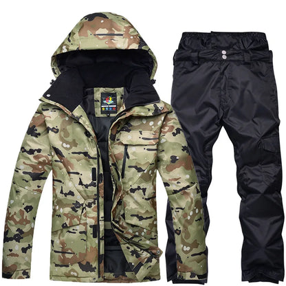 New Mens Camouflage Ski Suit Waterproof Breathable Set