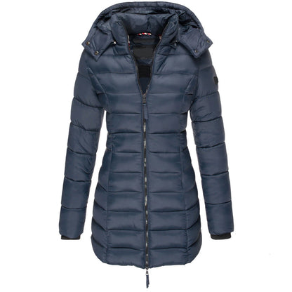 Winter Jackets for Women Zipper Hooded Cotton Padded Coat