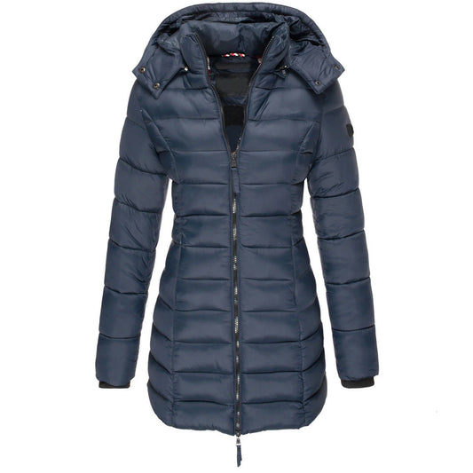 Winter Jackets for Women Zipper Hooded Cotton Padded Coat