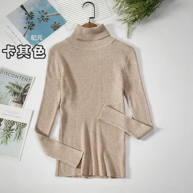 Bornladies Basic Turtleneck Women Sweaters Autumn Winter Tops