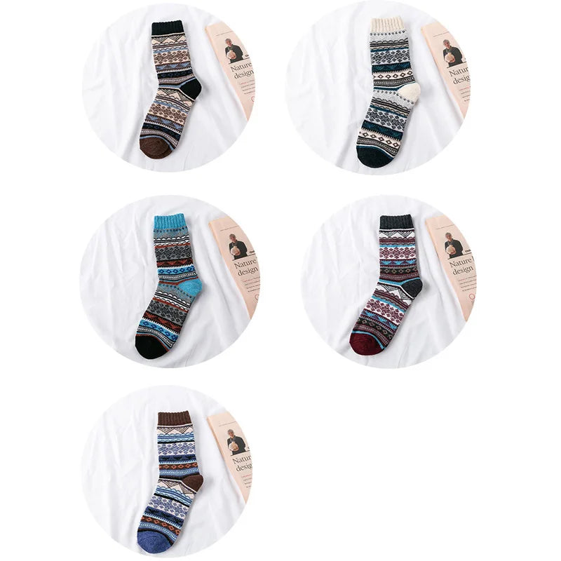 5 Pairs Brand Men's Wool Socks Winter Thicken Sheep's Wool