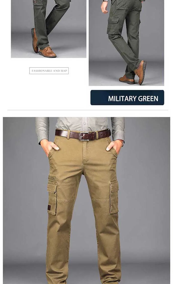 Trendy Men Cargo Pants Multi Pockets Cotton Joggers