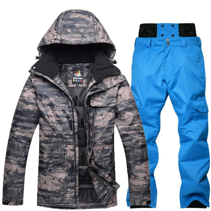 New Mens Camouflage Ski Suit Waterproof Breathable Set