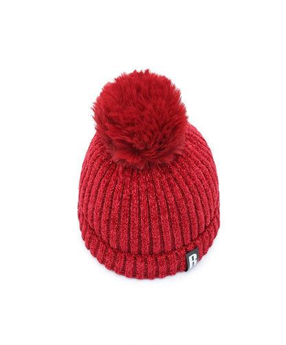 Winter Hats for Woman Chenille Ball Knitted Beanie Cap