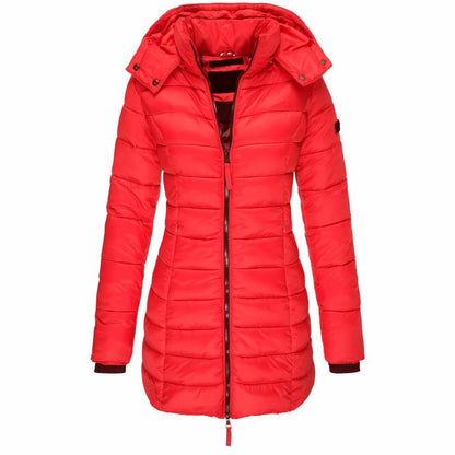 Winter Jackets for Women Zipper Hooded Cotton Padded Coat