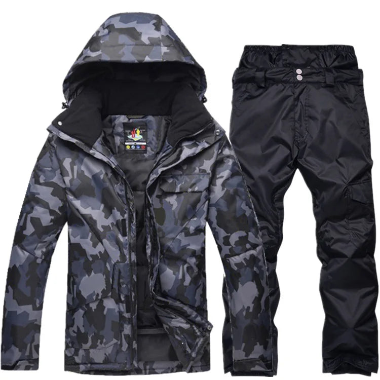 New Mens Camouflage Ski Suit Waterproof Breathable Set