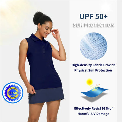 Womens Polo Sleeveless Shirts UPF 50+ Quick Dry Tank Tops