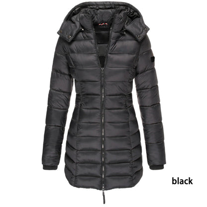 Winter Jackets for Women Zipper Hooded Cotton Padded Coat