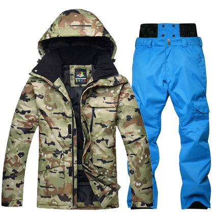 New Mens Camouflage Ski Suit Waterproof Breathable Set