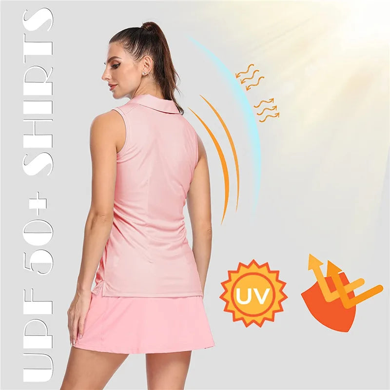 Womens Polo Sleeveless Shirts UPF 50+ Quick Dry Tank Tops