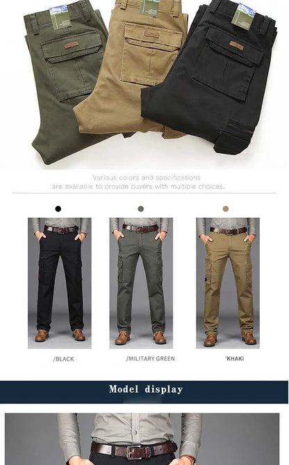 Trendy Men Cargo Pants Multi Pockets Cotton Joggers