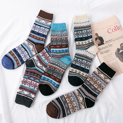 5 Pairs Brand Men's Wool Socks Winter Thicken Sheep's Wool