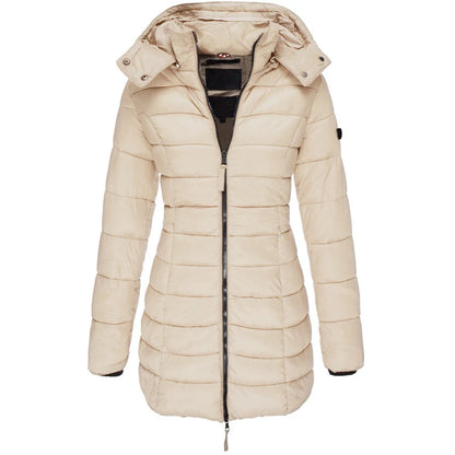 Winter Jackets for Women Zipper Hooded Cotton Padded Coat