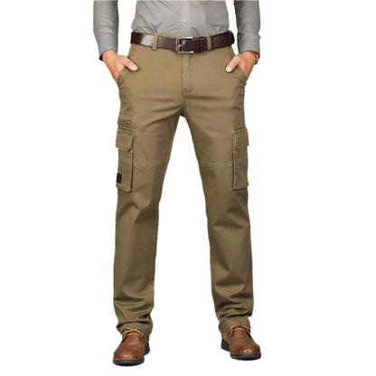 Trendy Men Cargo Pants Multi Pockets Cotton Loose Baggy