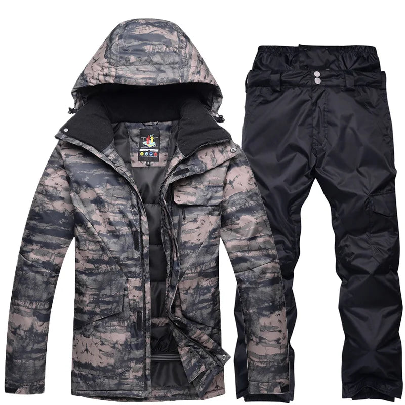 New Mens Camouflage Ski Suit Waterproof Breathable Set