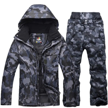 New Mens Camouflage Ski Suit Waterproof Breathable Set