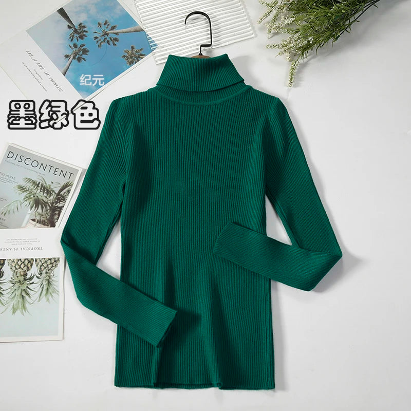 Bornladies Basic Turtleneck Women Sweaters Autumn Winter Tops