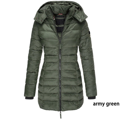 Winter Jackets for Women Zipper Hooded Cotton Padded Coat