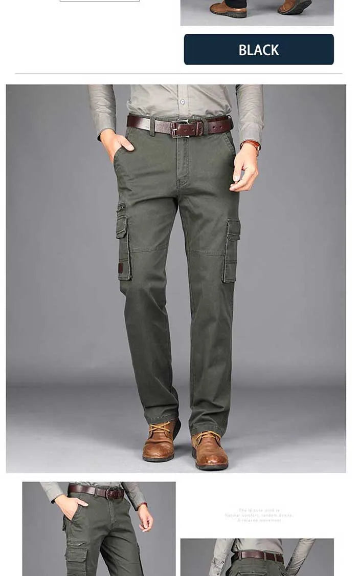 Trendy Men Cargo Pants Multi Pockets Cotton Joggers