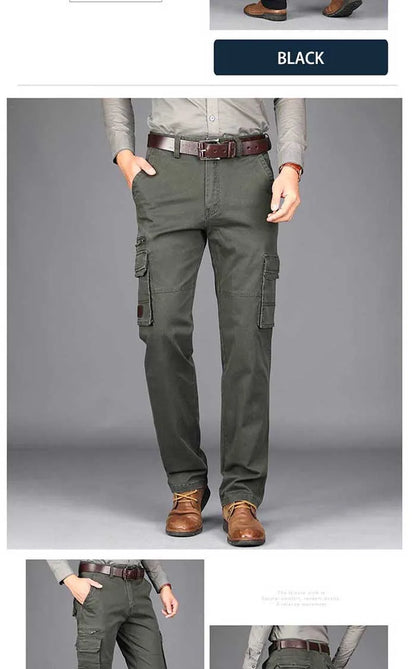 Trendy Men Cargo Pants Multi Pockets Cotton Joggers