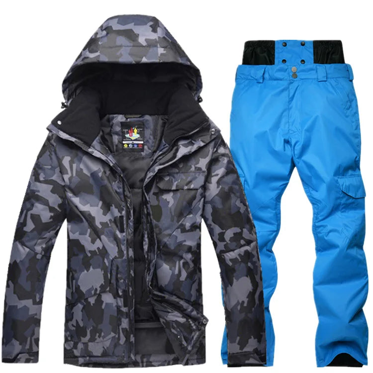 New Mens Camouflage Ski Suit Waterproof Breathable Set