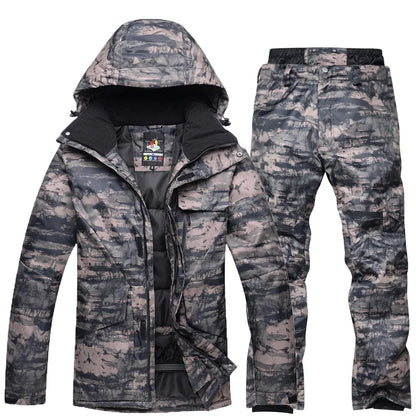 New Mens Camouflage Ski Suit Waterproof Breathable Set