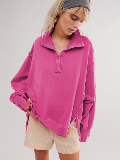 Oversized Women's Sweatshirt Slit Lantern Sleeve Tops Fall