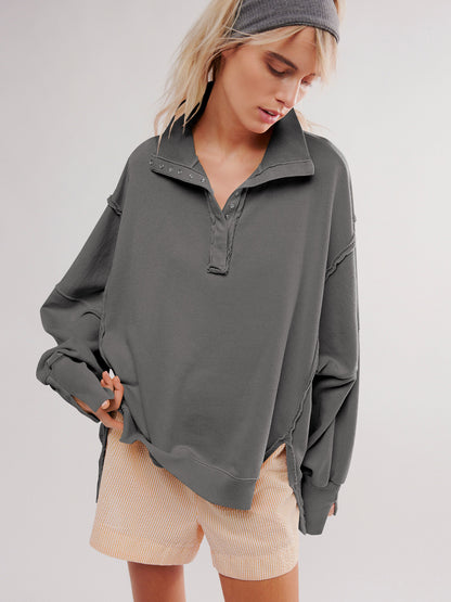 Oversized Women's Sweatshirt Slit Lantern Sleeve Tops Fall